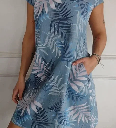 Maya | Afslappet Sommerkjole med Botanisk Print