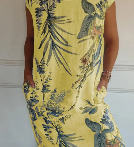 Maya | Afslappet Sommerkjole med Botanisk Print