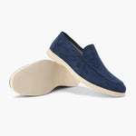 Loafers med synlige sømdetaljer, slip-on design og kilehæl