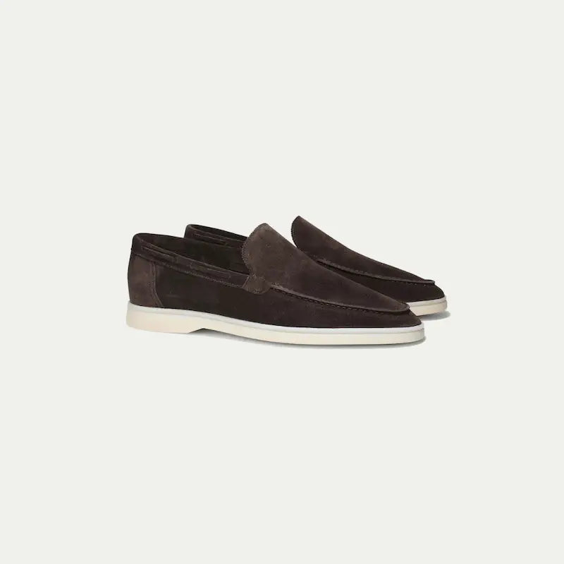 Herre loafers med mokkasinsnit og lys flad sål