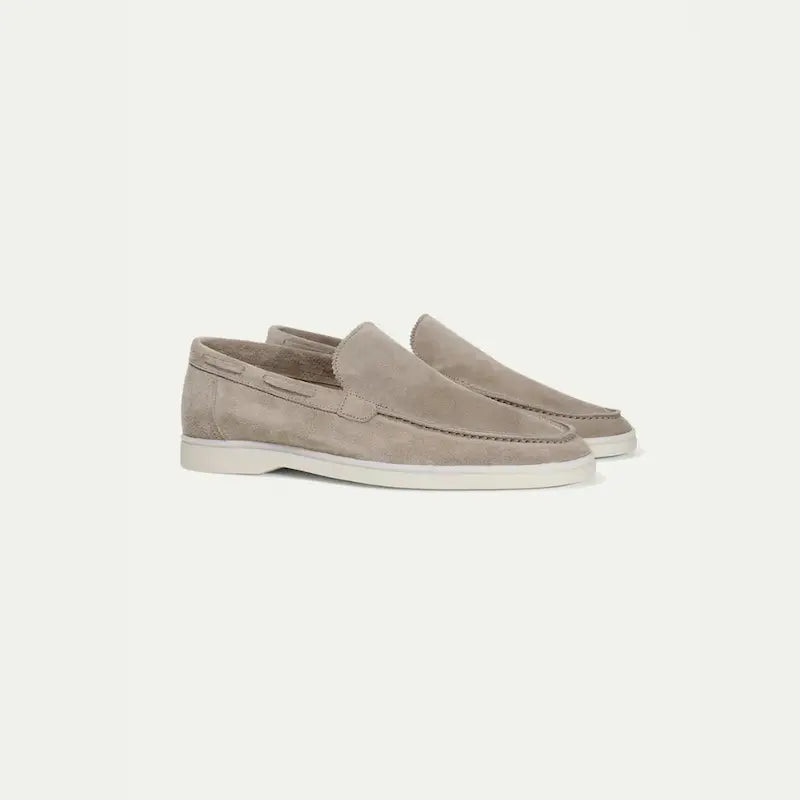 Herre loafers med mokkasinsnit og lys flad sål
