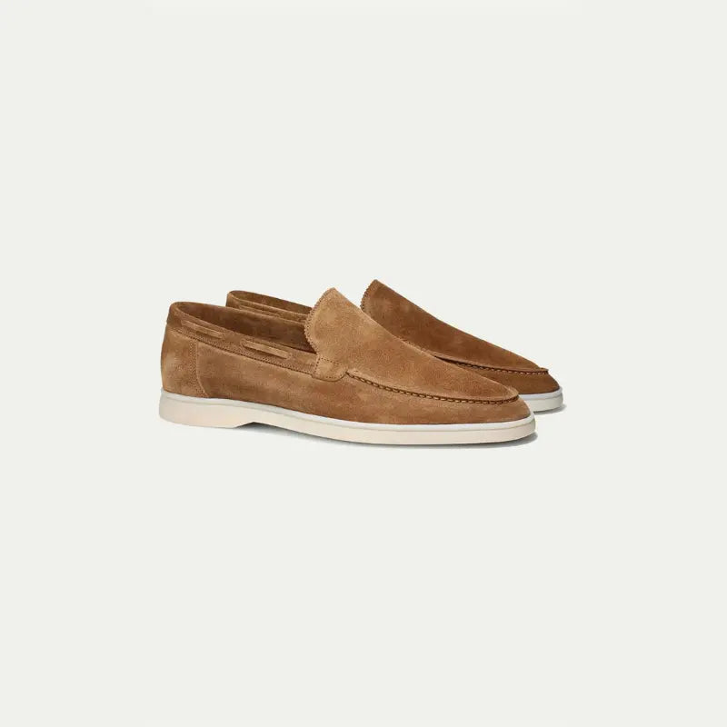 Herre loafers med mokkasinsnit og lys flad sål