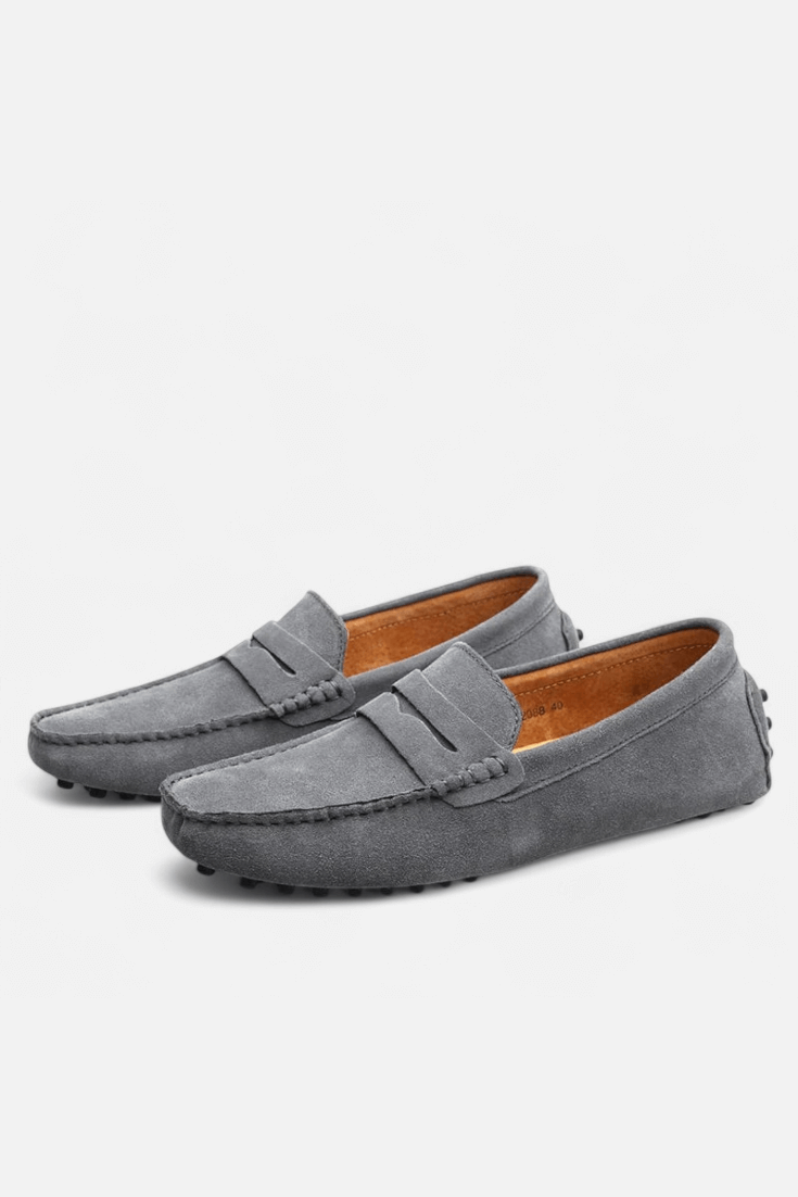 Herre loafers med pennyrem, afrundet tå og flad sål