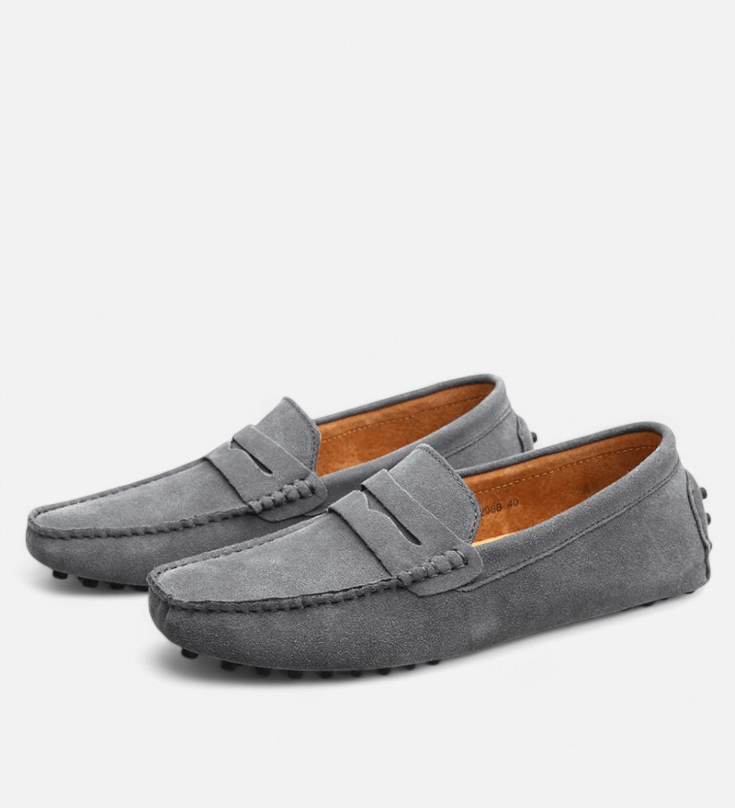 Herre loafers med pennyrem, afrundet tå og flad sål