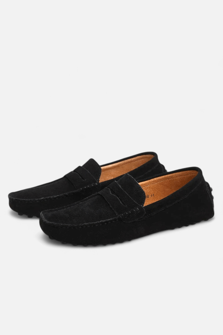 Herre loafers med pennyrem, afrundet tå og flad sål