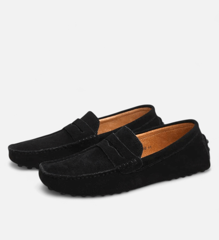 Herre loafers med pennyrem, afrundet tå og flad sål