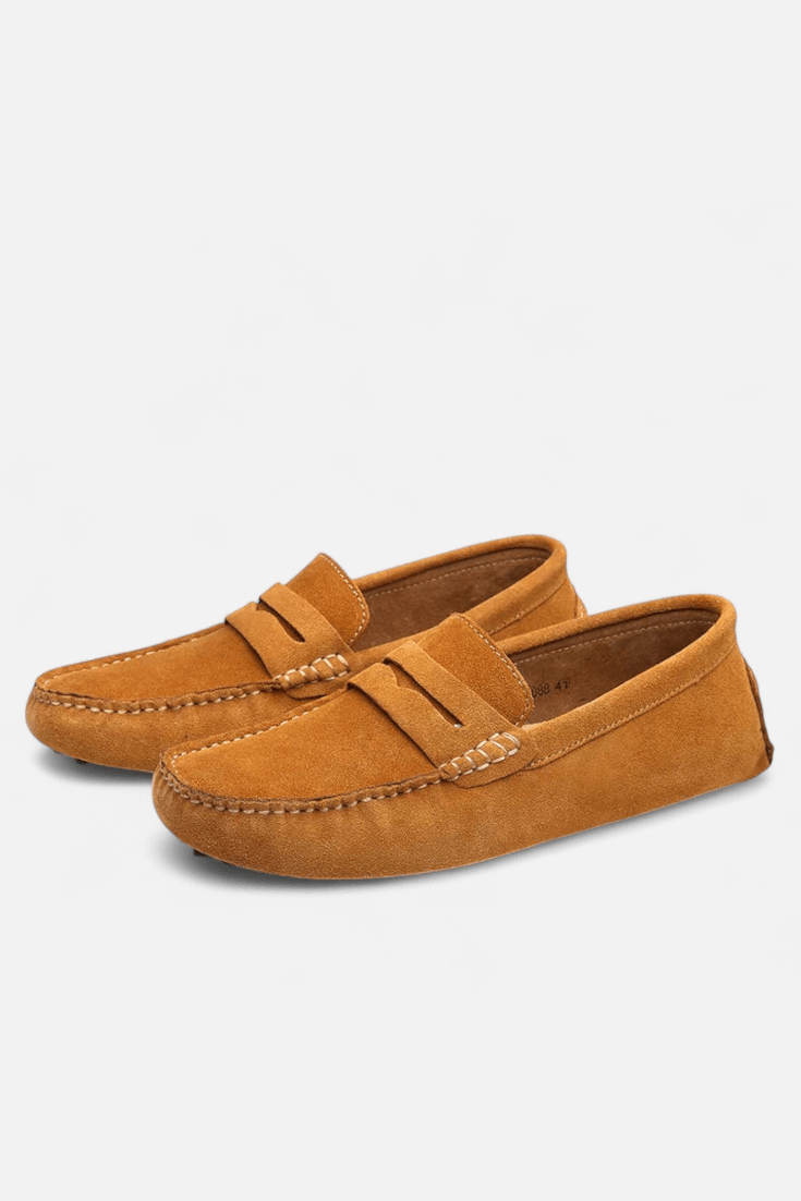 Herre loafers med pennyrem, afrundet tå og flad sål