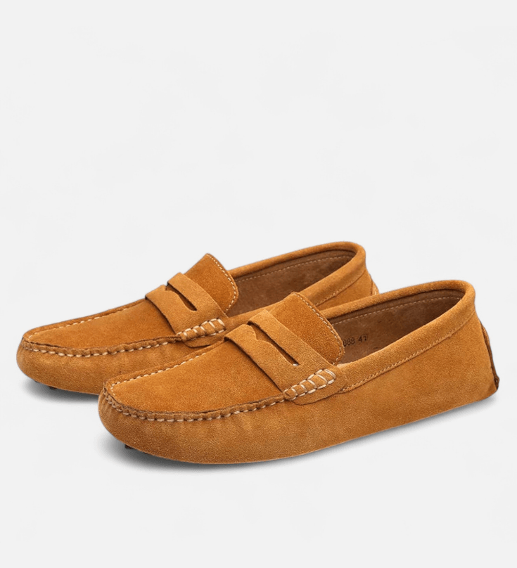 Herre loafers med pennyrem, afrundet tå og flad sål