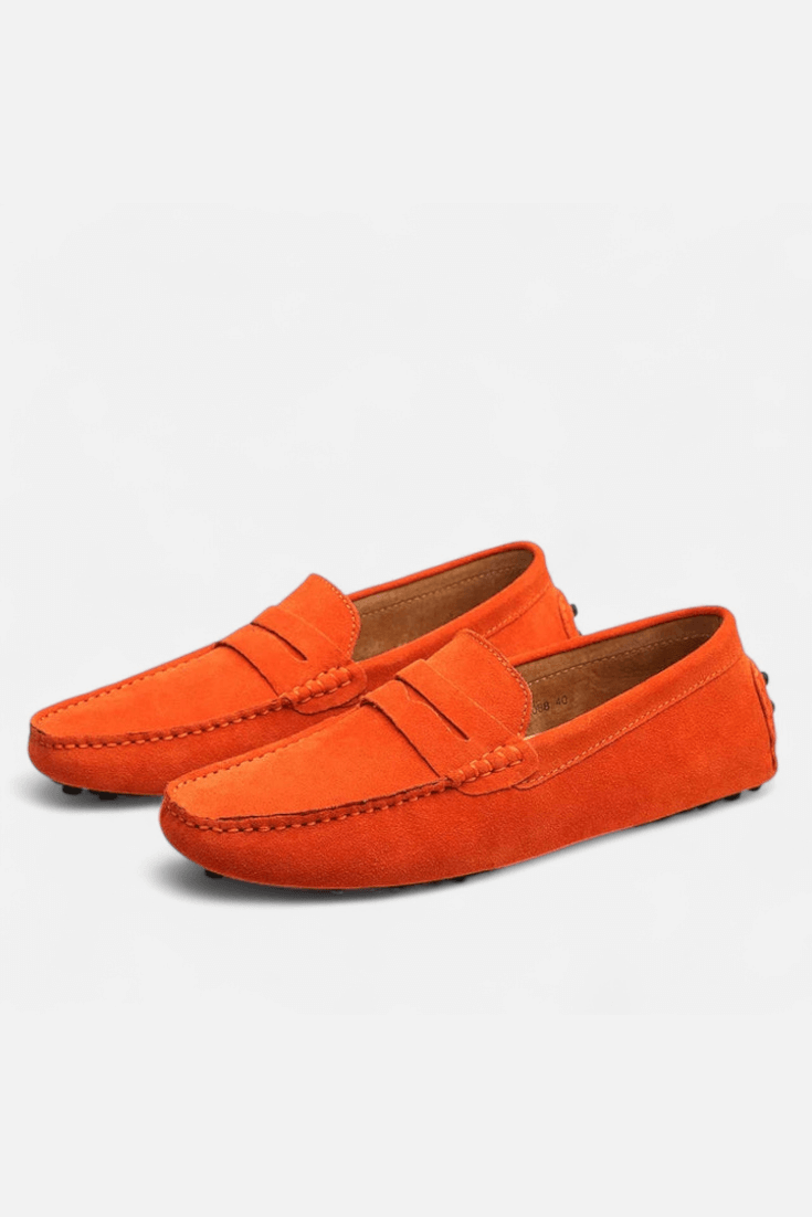 Herre loafers med pennyrem, afrundet tå og flad sål