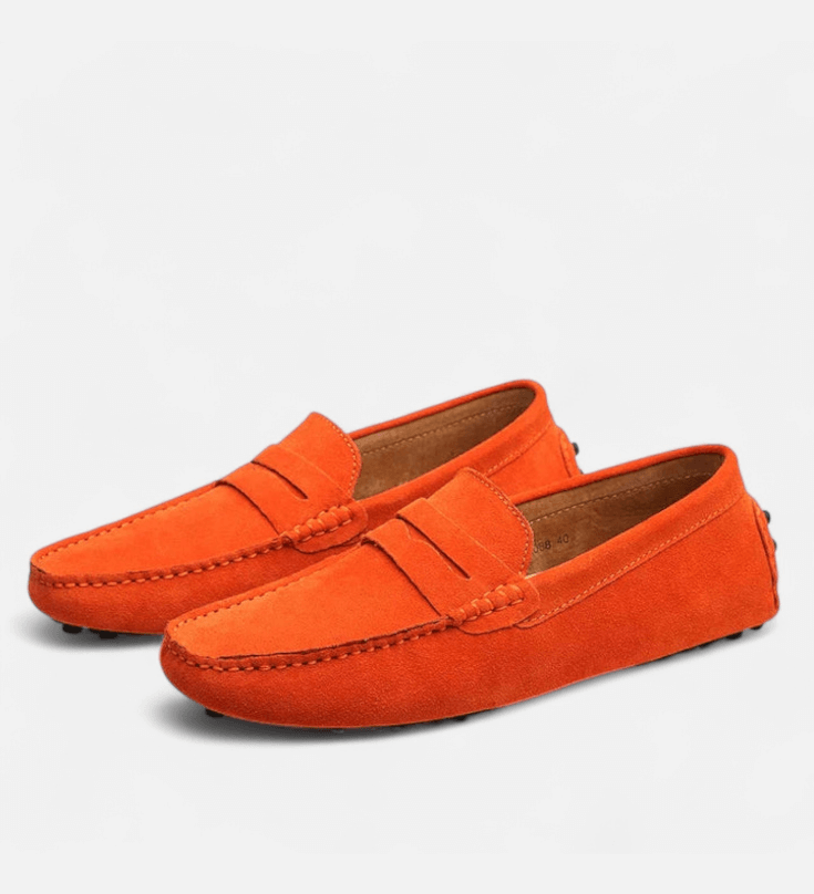 Herre loafers med pennyrem, afrundet tå og flad sål