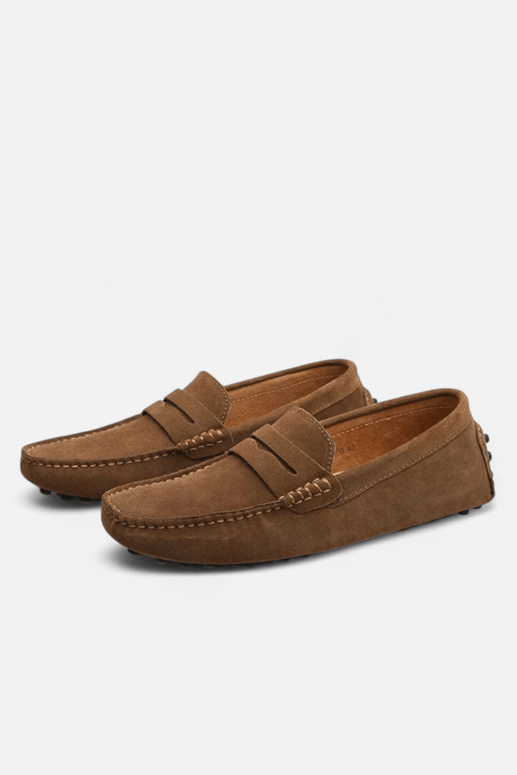 Herre loafers med pennyrem, afrundet tå og flad sål