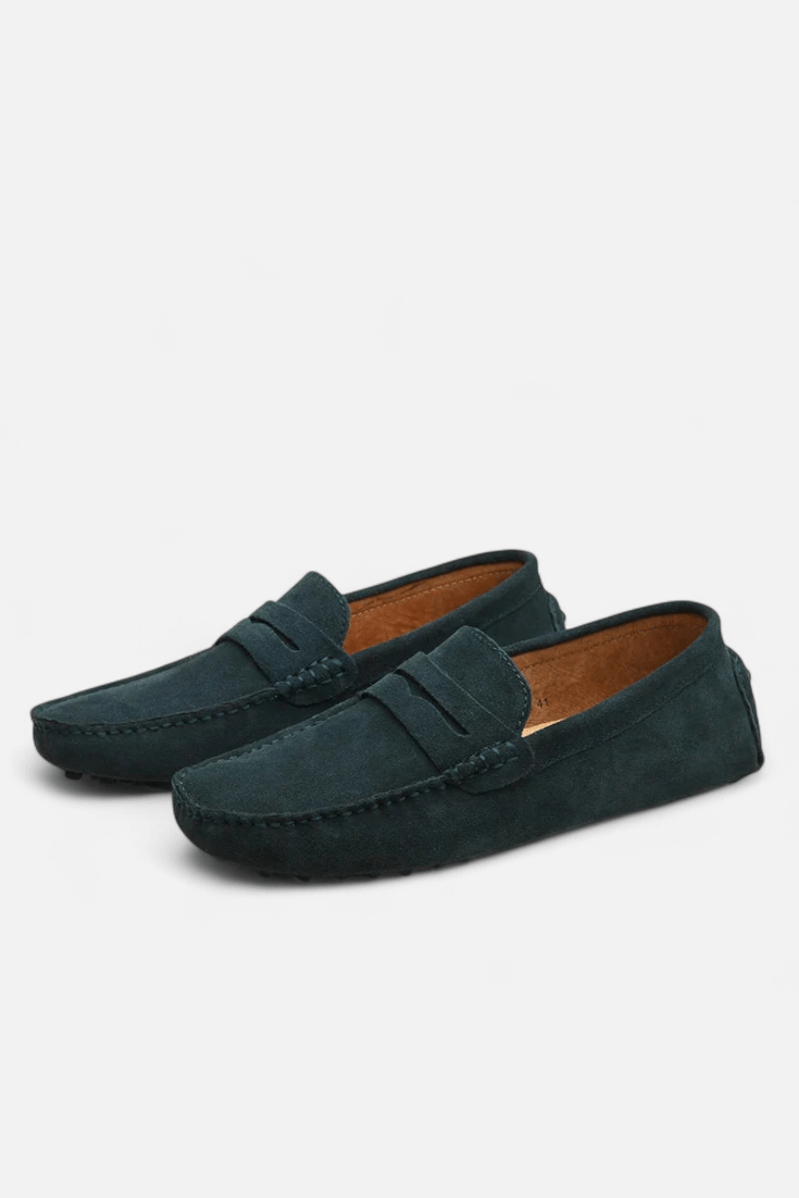 Herre loafers med pennyrem, afrundet tå og flad sål