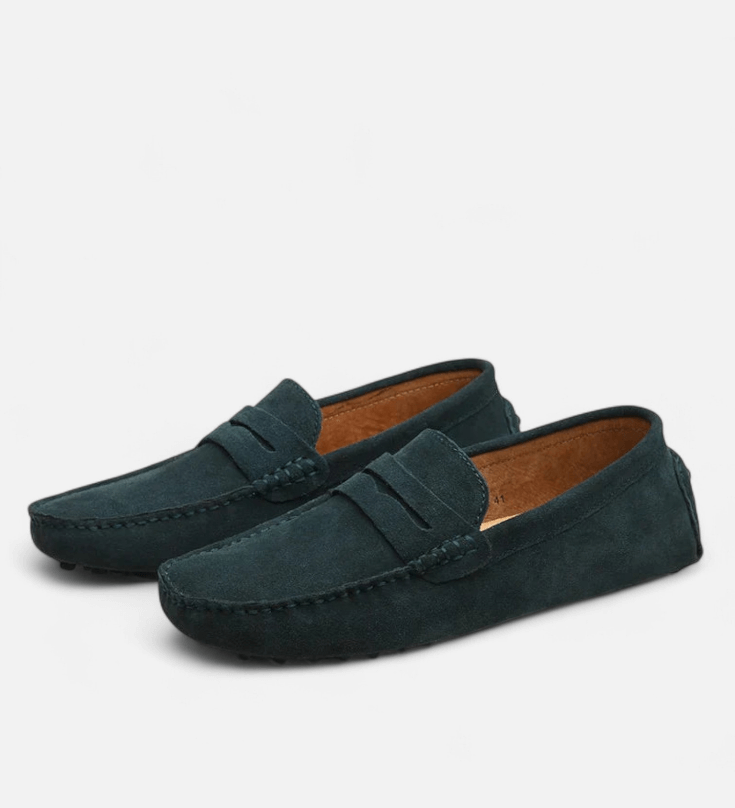 Herre loafers med pennyrem, afrundet tå og flad sål