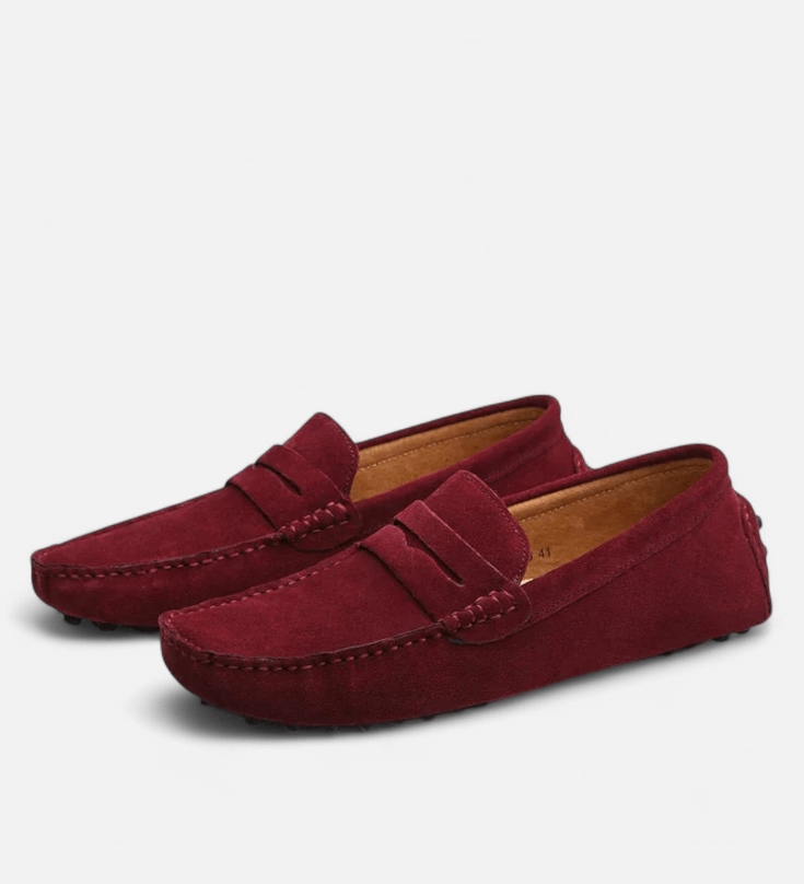 Herre loafers med pennyrem, afrundet tå og flad sål