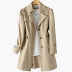 Dame trenchcoat med revers, knapper, lange ærmer og klaplommer