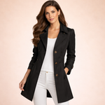 Dame trenchcoat med revers, knapper, lange ærmer og klaplommer