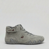 Højtop sneakers med snørebånd, ankelrem og profileret sål