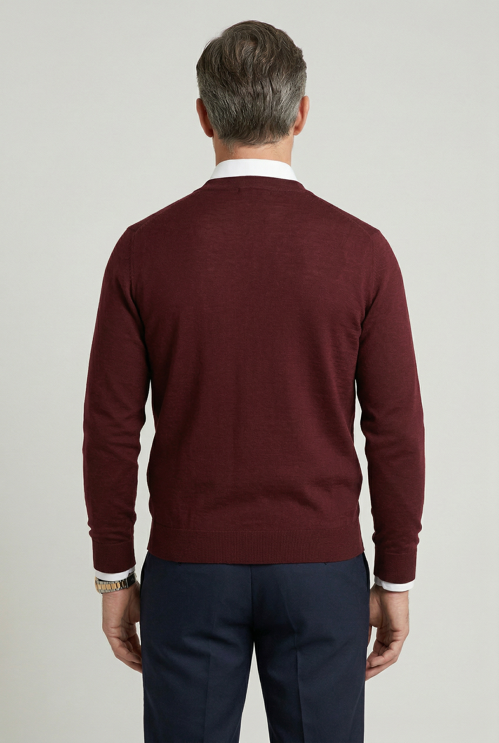 Herre cardigan med V-hals, knapper og lange ærmer