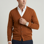 Herre cardigan med V-hals, knapper og lange ærmer