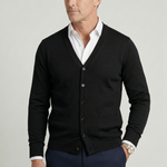 Herre cardigan med V-hals, knapper og lange ærmer