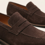 Herre loafers med mokkasindetalje, lav hæl og slip-on-design