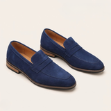 Herre loafers med mokkasindetalje, lav hæl og slip-on-design