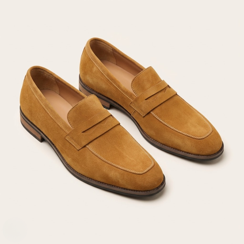 Herre loafers med mokkasindetalje, lav hæl og slip-on-design