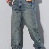 Herrejeans med løs pasform, lige ben og fem lommer