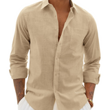 Hugo Skjorte Herre – Skjorte i Bomuld og Linned med Lange Ærmer, Let og Casual Chic Stil