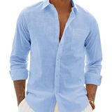 Hugo Skjorte Herre – Skjorte i Bomuld og Linned med Lange Ærmer, Let og Casual Chic Stil