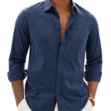 Hugo Skjorte Herre – Skjorte i Bomuld og Linned med Lange Ærmer, Let og Casual Chic Stil