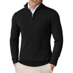 Herresweater med høj krave, kvart lynlås og lange ærmer