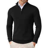 Herresweater med høj krave, kvart lynlås og lange ærmer