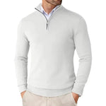 Herresweater med høj krave, kvart lynlås og lange ærmer