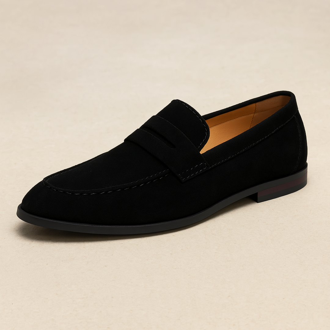 Herre loafers med remdetalje, rund tå og lav hæl