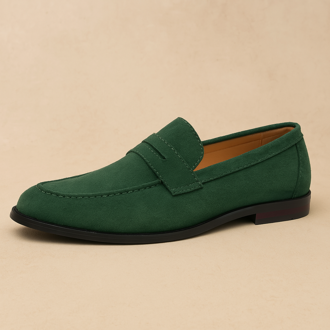 Herre loafers med remdetalje, rund tå og lav hæl