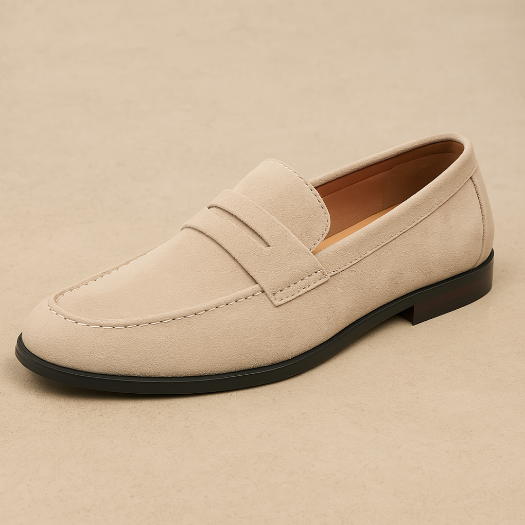 Herre loafers med remdetalje, rund tå og lav hæl