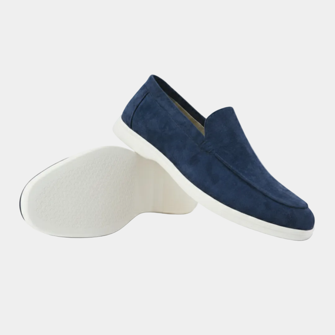 Herre loafers med synlige sømme, rund tå og flad lys sål