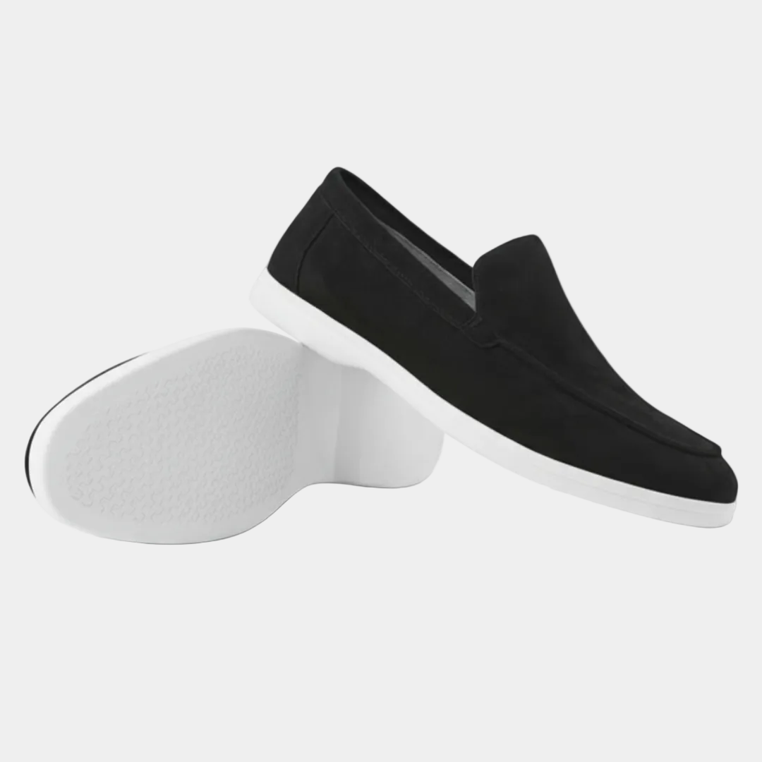 Herre loafers med synlige sømme, rund tå og flad lys sål