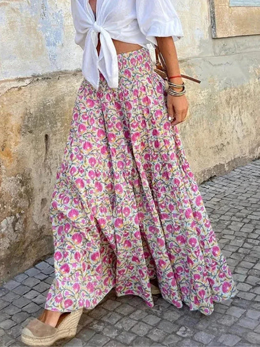 Luna Dame Maxi Nederdel Elegant Lang Nederdel Sommerstil Høj Talje