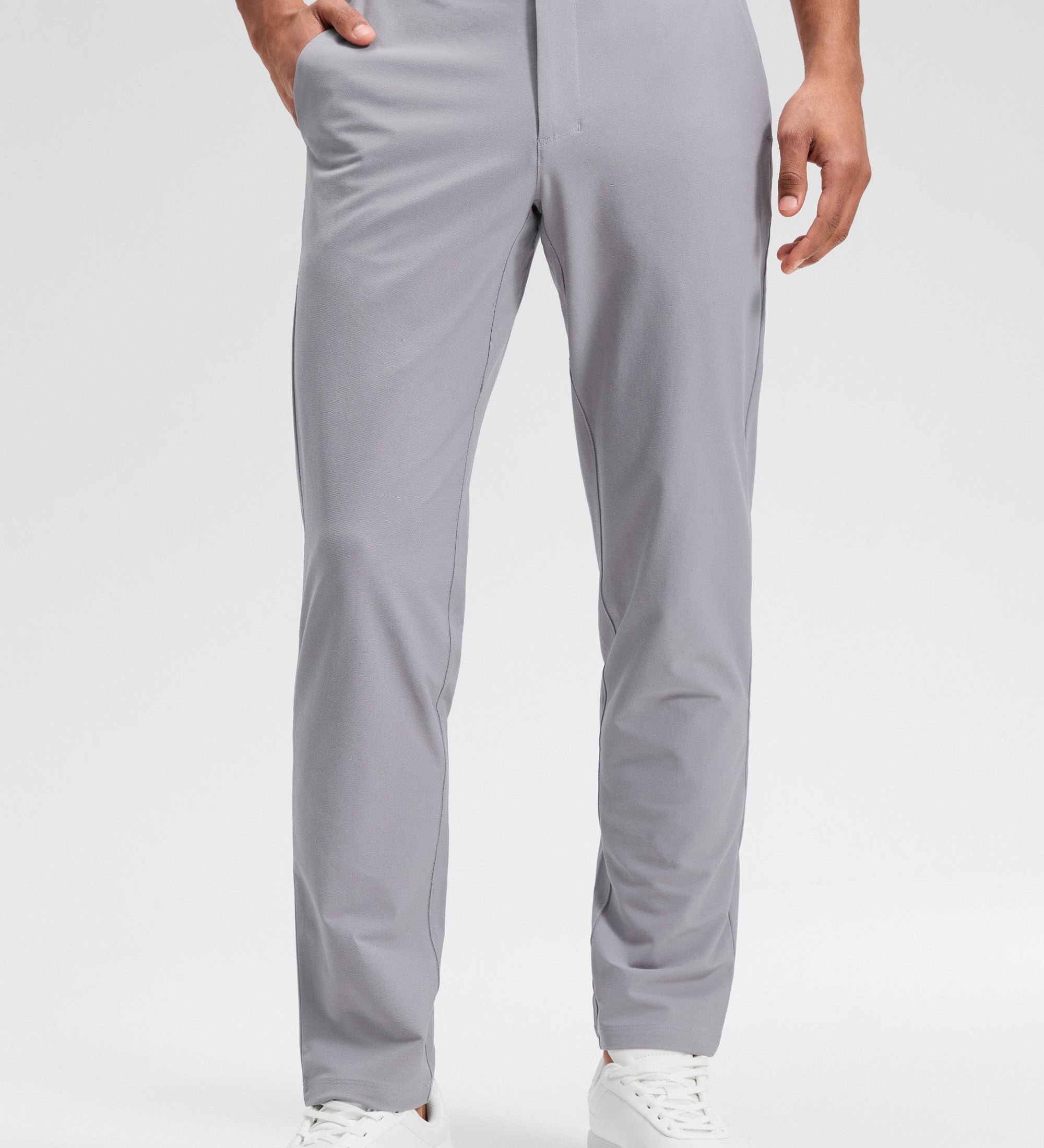 Herre chino bukser med lige ben, knaplukning og sidelommer