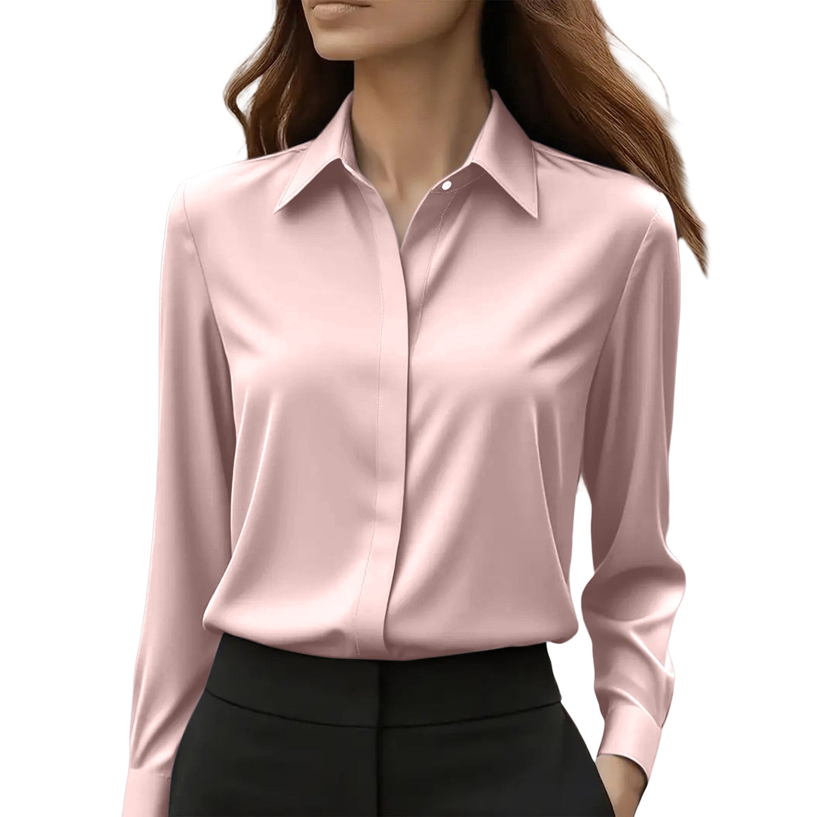 Blouse femme à col chemise et manches longues
