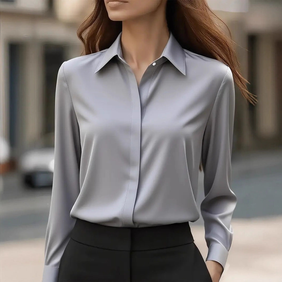 Blouse femme à col chemise et manches longues