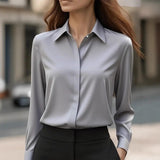 Blouse femme à col chemise et manches longues