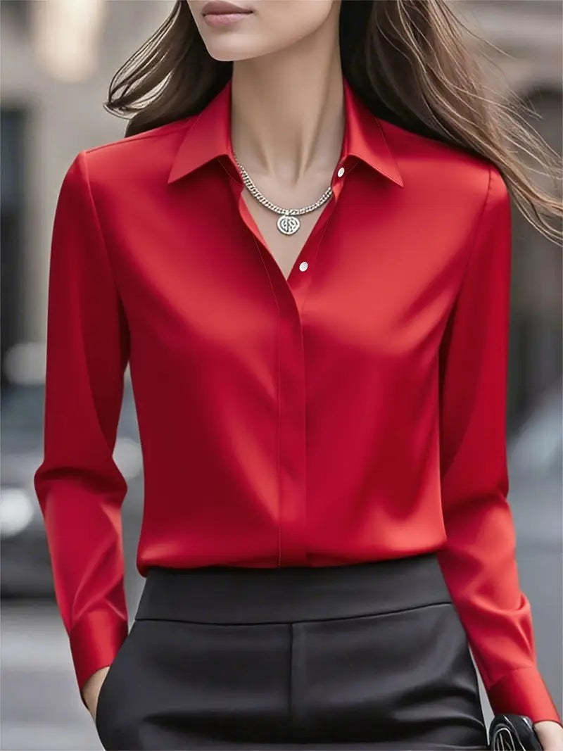 Blouse femme à col chemise et manches longues