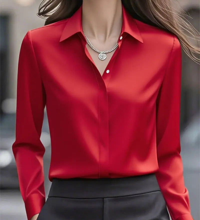 Blouse femme à col chemise et manches longues
