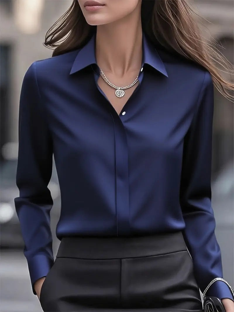 Blouse femme à col chemise et manches longues