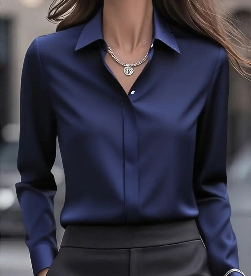Blouse femme à col chemise et manches longues