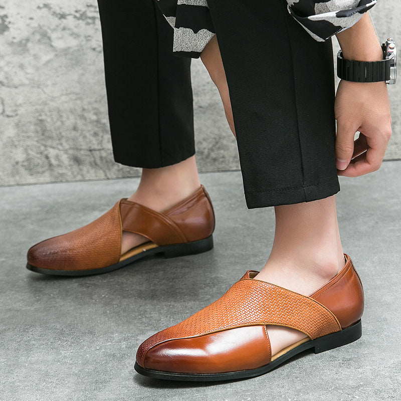 Mocassins unisexes à dessus texturé, bout rond et talon plat