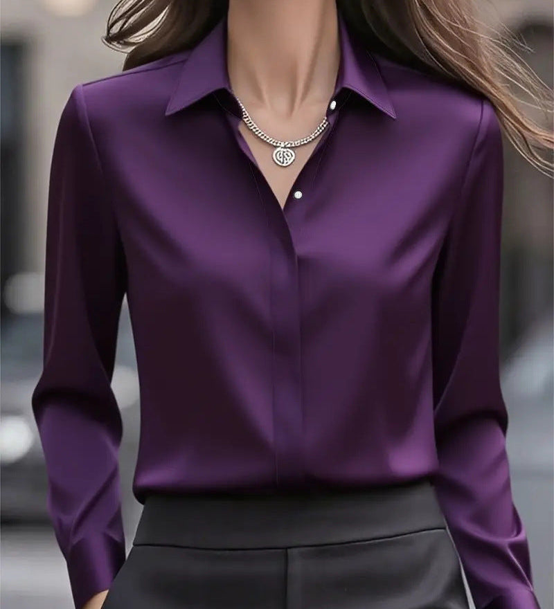 Blouse femme à col chemise et manches longues